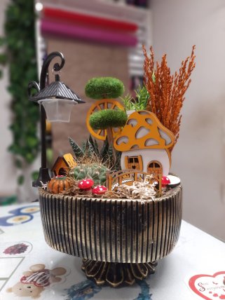 Otantik ışıklı Teraryum Model 2 - Kütahya Çiçekçi